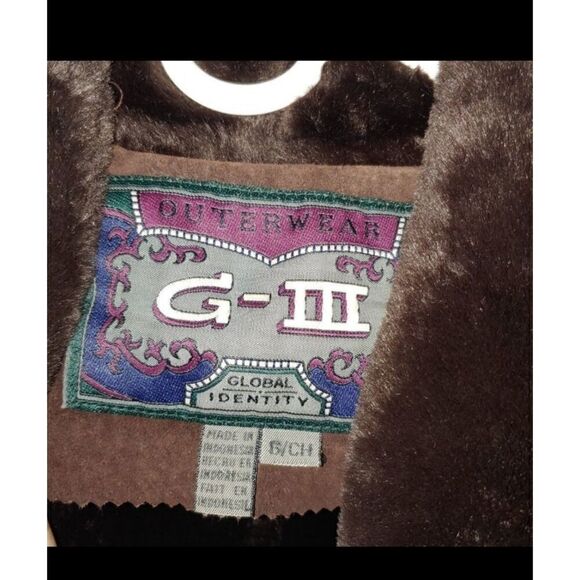 Global Identity G-III VINTAGE Women's Size Small Brown Suede & Faux Fur 3/4 Coat - Picture 8 of 8